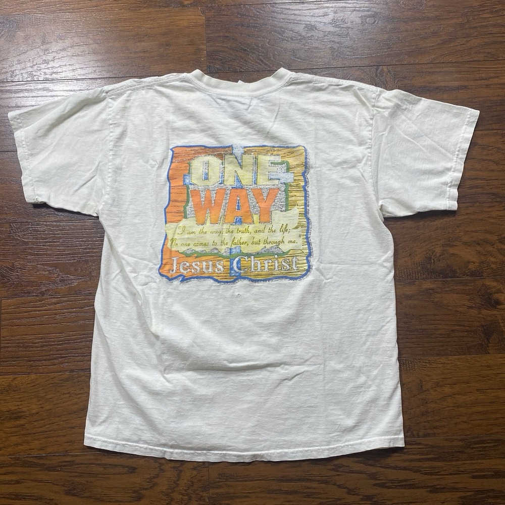 Vintage Jesus Christ 1990s One Way Jesus Christ Rare Distressed Thrashed Shirt L